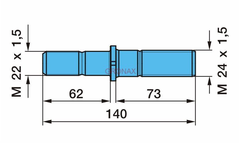 Шпилька колёсная M24x1,5-M22x1,5x62