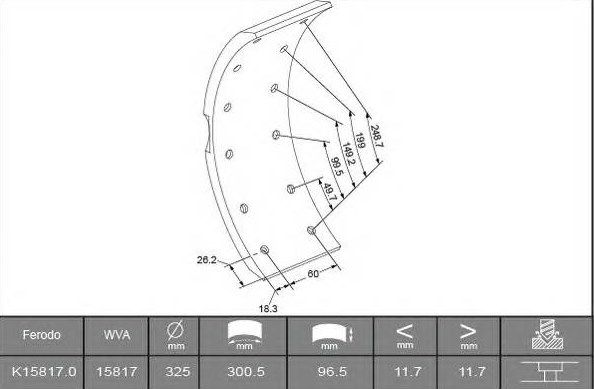 Комплект барабанных накладок 325x97 STD