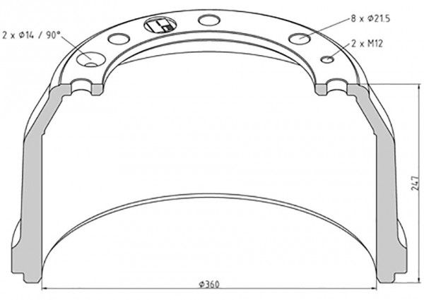 Барабан тормозной 360x160x247